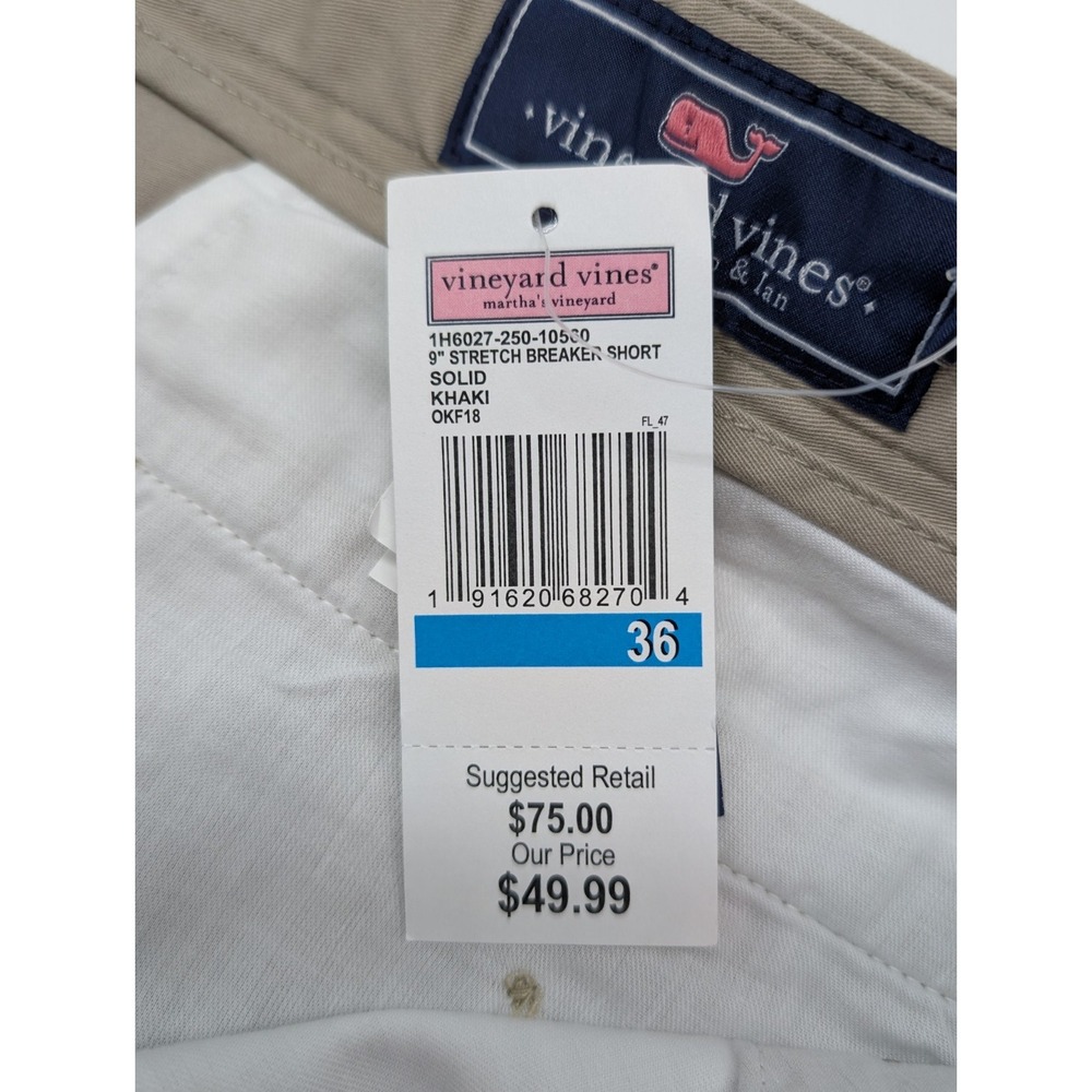 Vineyard‎ Vines 9" Breaker Shorts Men's Size 36 Khaki Stretch Chino NWT - Picture 5 of 5